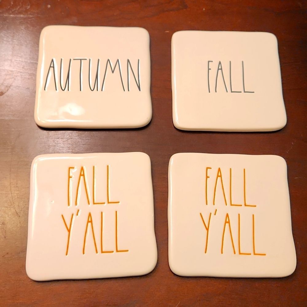 Rae Dunn Autumn and Fall Y'all Ceramic Coasters Peanuts Collab